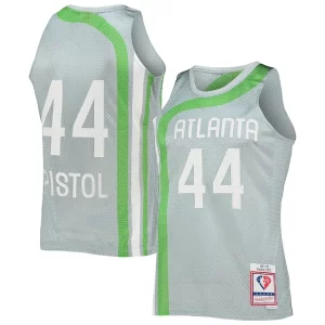 Pete Maravich Atlanta Hawks 75th Anniversary 1971/72 Hardwood Classics Swingman Stylish Jersey Silver