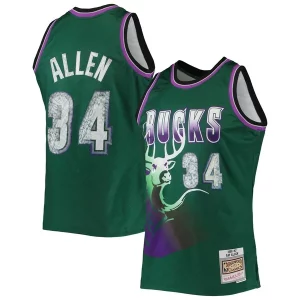 Ray Allen Milwaukee Fabulous Bucks 1996/97 Hardwood Classics NBA 75th Anniversary Diamond Swingman Jersey Green