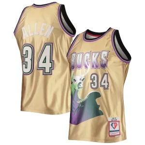 Ray Allen Milwaukee Trendy Bucks 75th Anniversary 1996/97 Hardwood Classics Swingman Jersey Gold