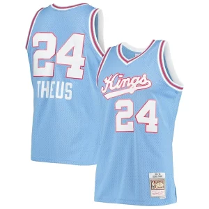 Reggie Theus Sacramento Kings Eye - catching 1985/86 Hardwood Classics Swingman Jersey Light Blue