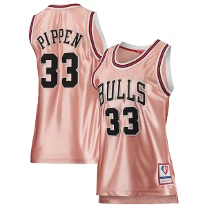 Scottie Pippen Chicago Bulls Women's 75th Anniversary Rose Elegant Gold 1997 Swingman Jersey Pink