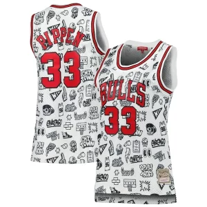 Scottie Pippen Gorgeous Chicago Bulls Women's 1997 Doodle Swingman Jersey White