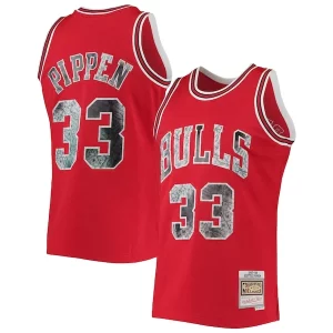 Scottie Pippen Stylish Chicago Bulls 1997/98 Hardwood Classics NBA 75th Anniversary Diamond Swingman Jersey Red