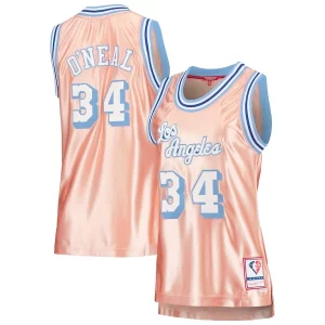 Shaquille Fabulous O'Neal Los Angeles Lakers Women's 75th Anniversary Rose Gold 1996 Swingman Jersey Pink