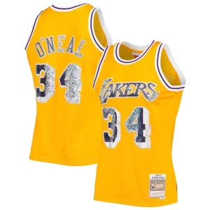 Shaquille O'Neal Los Angeles Lakers 1996 97 Hardwood Classics NBA 75th Anniversary Diamond Swingman Jersey Gold Stylish