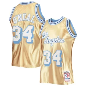 Shaquille O'Neal Los Angeles Lakers 75th Anniversary 1996/97 Eye - catching Hardwood Classics Swingman Jersey Gold