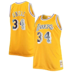 Shaquille O'Neal Los Angeles Lakers Big & Eye - catching Tall 1996 97 NBA 75th Anniversary Diamond Swingman Jersey Gold