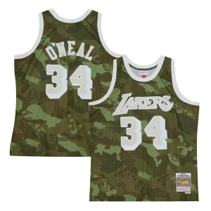 Shaquille O'Neal Los Angeles Lakers Hardwood Classics 1996/97 Ghost Eye - catching Green Swingman Jersey Camo