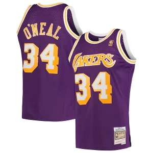Shaquille O'Neal Los Angeles Lakers Hardwood Classics Swingman Elegant Jersey Purple/Royal/Gold