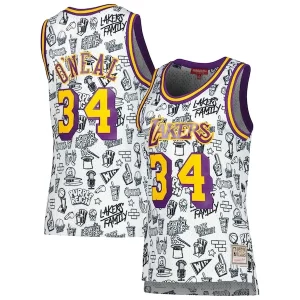Shaquille O'Neal Los Angeles Lakers Women's 1996 Doodle Swingman Jersey Stylish White