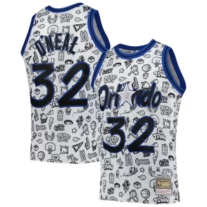 Shaquille O'Neal Orlando Stylish Magic 1994/95 Hardwood Classics Doodle Swingman Player Jersey White