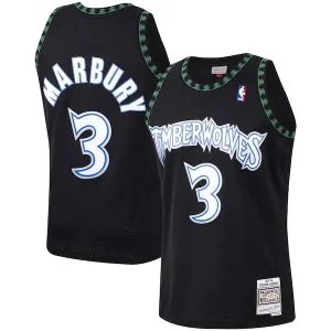 Stephon Marbury Minnesota Timberwolves 1997/98 Hardwood Classics Unique Swingman Jersey Black