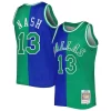 Steve Nash Dallas Eye - catching Mavericks Hardwood Classics 1998/99 Split Swingman Jersey Blue/Green