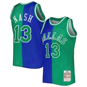 Steve Nash Dallas Eye - catching Mavericks Hardwood Classics 1998/99 Split Swingman Jersey Blue/Green