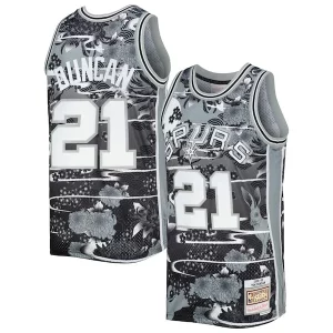 Tim Duncan Stylish San Antonio Spurs 1998/99 Hardwood Classics Lunar New Year Swingman Jersey Silver