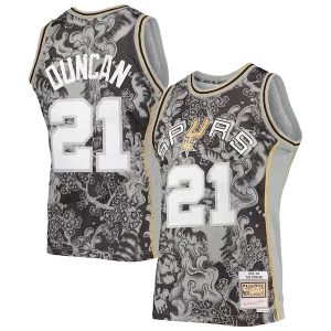 Tim Duncan Trendy San Antonio Spurs Hardwood Classics 1998/99 Lunar New Year Swingman Jersey Black