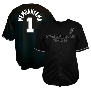 Victor Wembanyama Unique San Antonio Spurs Profile Big & Tall Name & Number Button Up Jersey Black