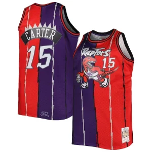 Vince Fabulous Carter Toronto Raptors Big & Tall Hardwood Classics 1998/99 Split Swingman Jersey Purple/Red