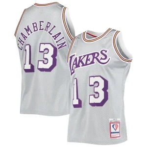 Wilt Chamberlain Los Angeles Lakers 75th Anniversary 1971/72 Hardwood Classics Premium Swingman Jersey Silver