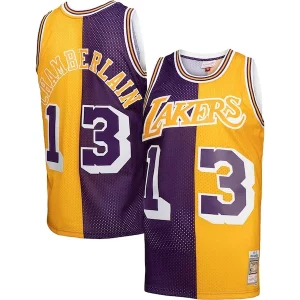 Wilt Chamberlain Los Elegant Angeles Lakers Hardwood Classics 1971/72 Split Swingman Jersey Purple/Gold