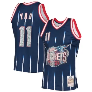 Yao Ming Houston Rockets 2002/03 Hardwood Classics NBA 75th Gorgeous Anniversary Diamond Swingman Jersey Navy