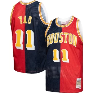 Yao Ming Houston Rockets Hardwood Chic Classics 2004/05 Split Swingman Jersey Navy/Red